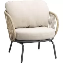 Loungefauteuil Fermo - antraciet metaal/beige kunststof - met kussens