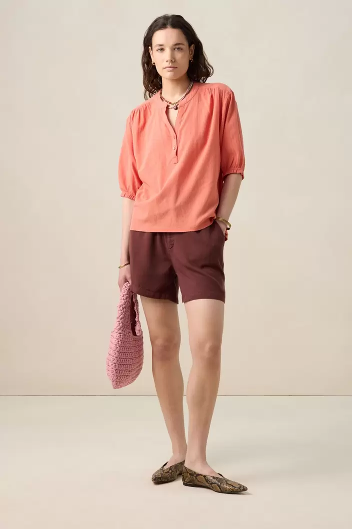 Oranje T-shirt met pofmouwen