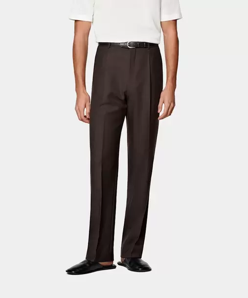 Dark Brown Wide Leg Straight Trousers