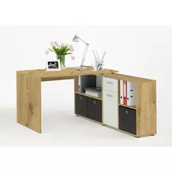 Hoekbureau Lex - eikenkleur/wit - 136x68x75 cm