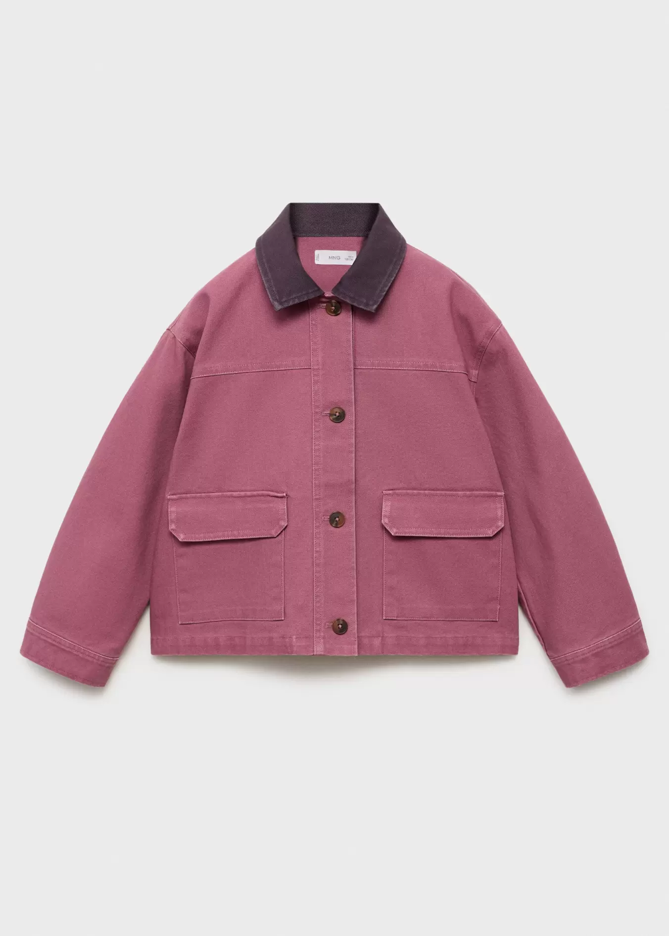 Denim parka met contrasterende kraag