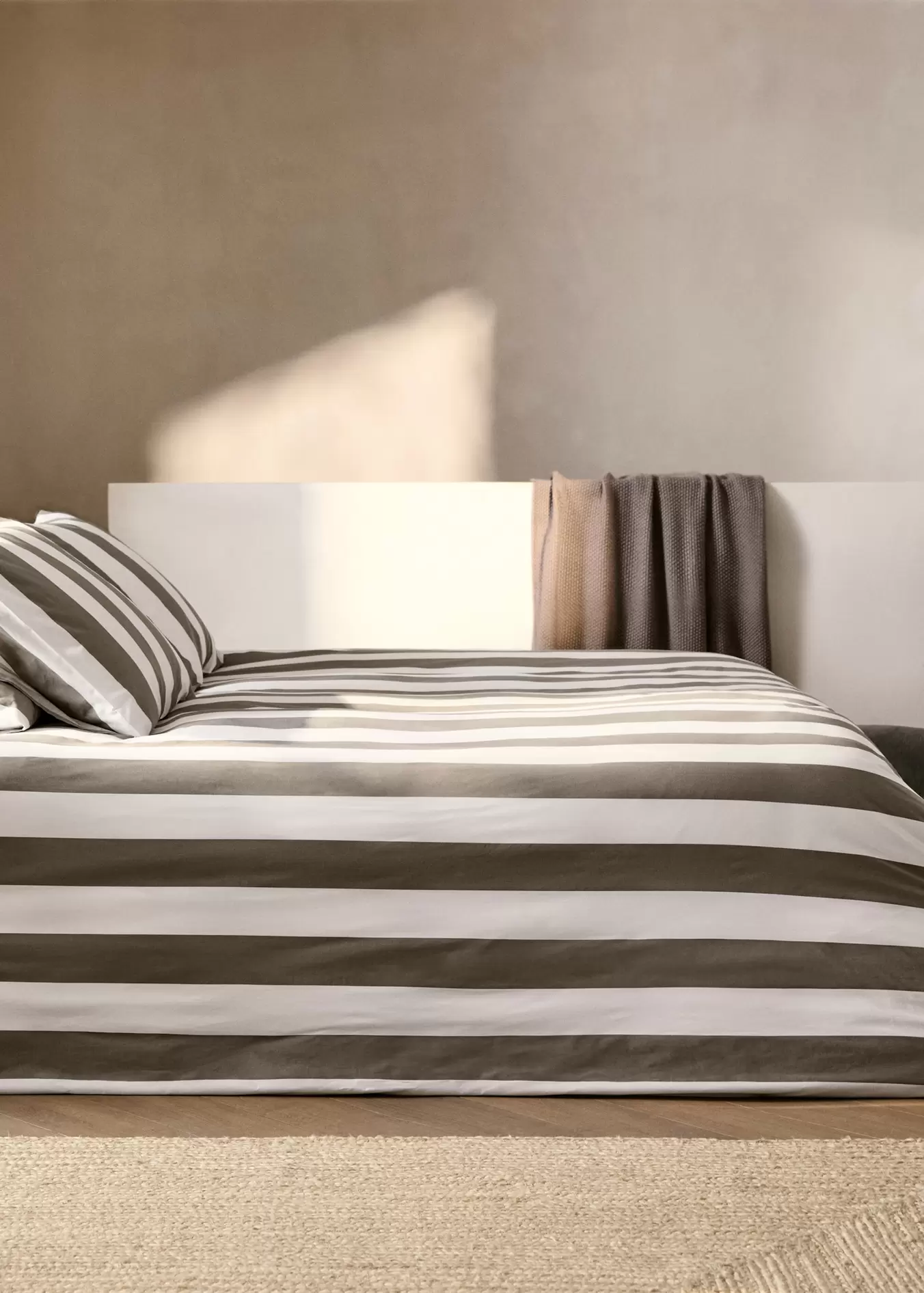 Gestreept dekbedovertrek van perkalkatoen, bed 150/160 cm