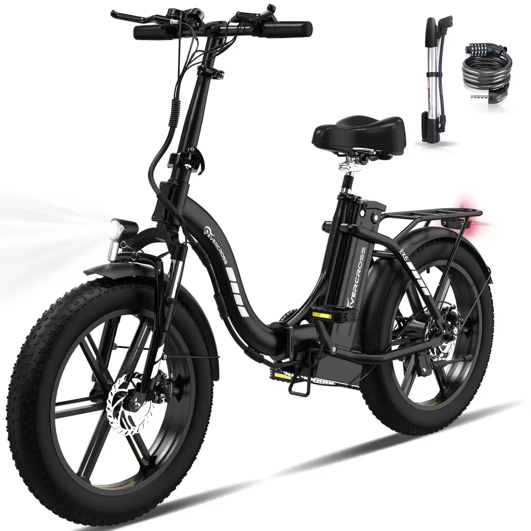 EVERCROSS Opvouwbare elektrische fiets voor volwassenen13Ah batterij - EK6 Zwart