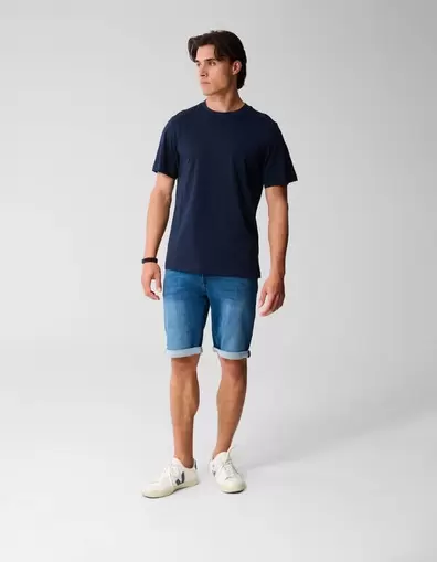 Jog Denim Short Donkerblauw