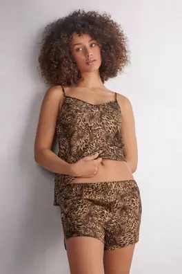Always Glamorous Animal Print Viscose Satin Shorts