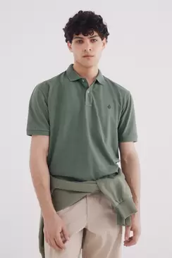Regular fit basic fancy piqué polo
