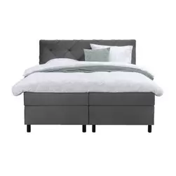 Boxspring Liv geruit - grijs - 180x200 cm - ronde poot