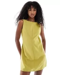 Tailored Open Back Mini Dress - Yellow