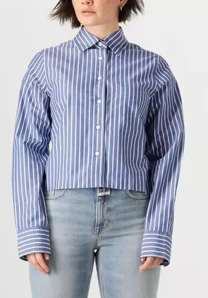 Blauwe CLOSED Blouses CROPPED CLASSIC SHIRT