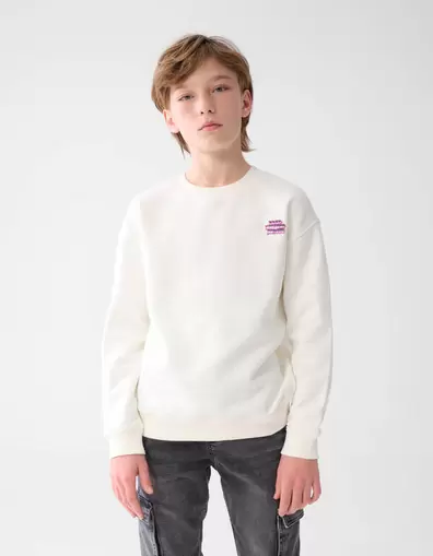 Tekstprint Sweater Gebroken Wit