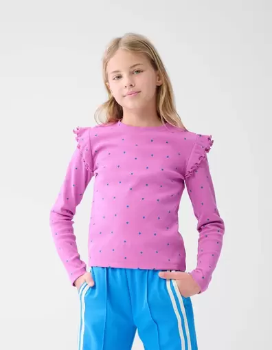 Heart Ruffle Top Roze