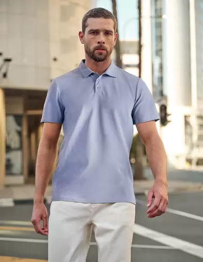 Washed Polo Lichtblauw