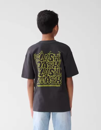 Tekst T-shirt Donkergrijs