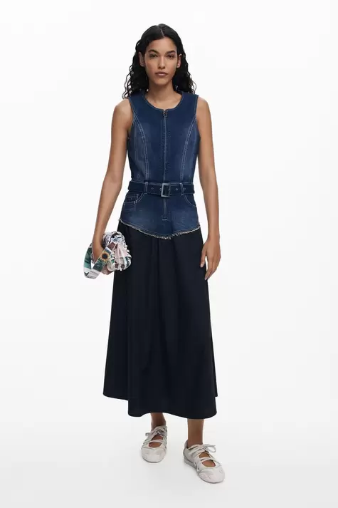 Gecombineerde denim jurk