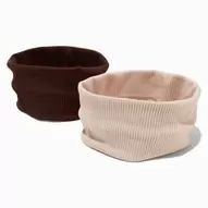Ivory & Brown Ribbed Headwraps - 2 Pack