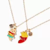 Best Friends Burger & Fries Split Heart Pendant Necklaces - 2 Pack
