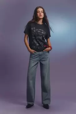 Embroidered heart jeans