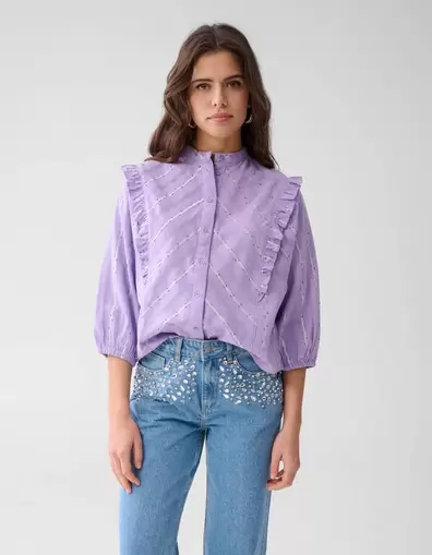 Jacquard Ruffle Blouse Lichtpaars