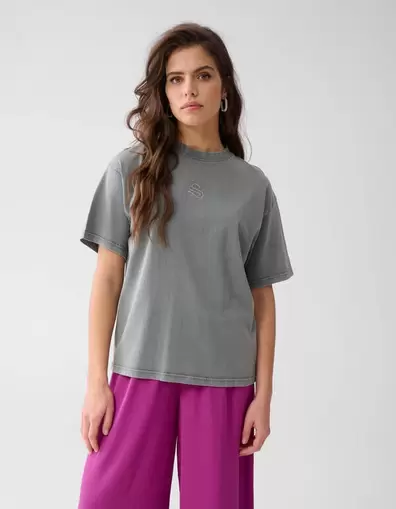 Washed Logo T-shirt Lichtgrijs