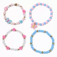 Textured Butterfly Beaded Stretch Bracelet Set - 4 Pack