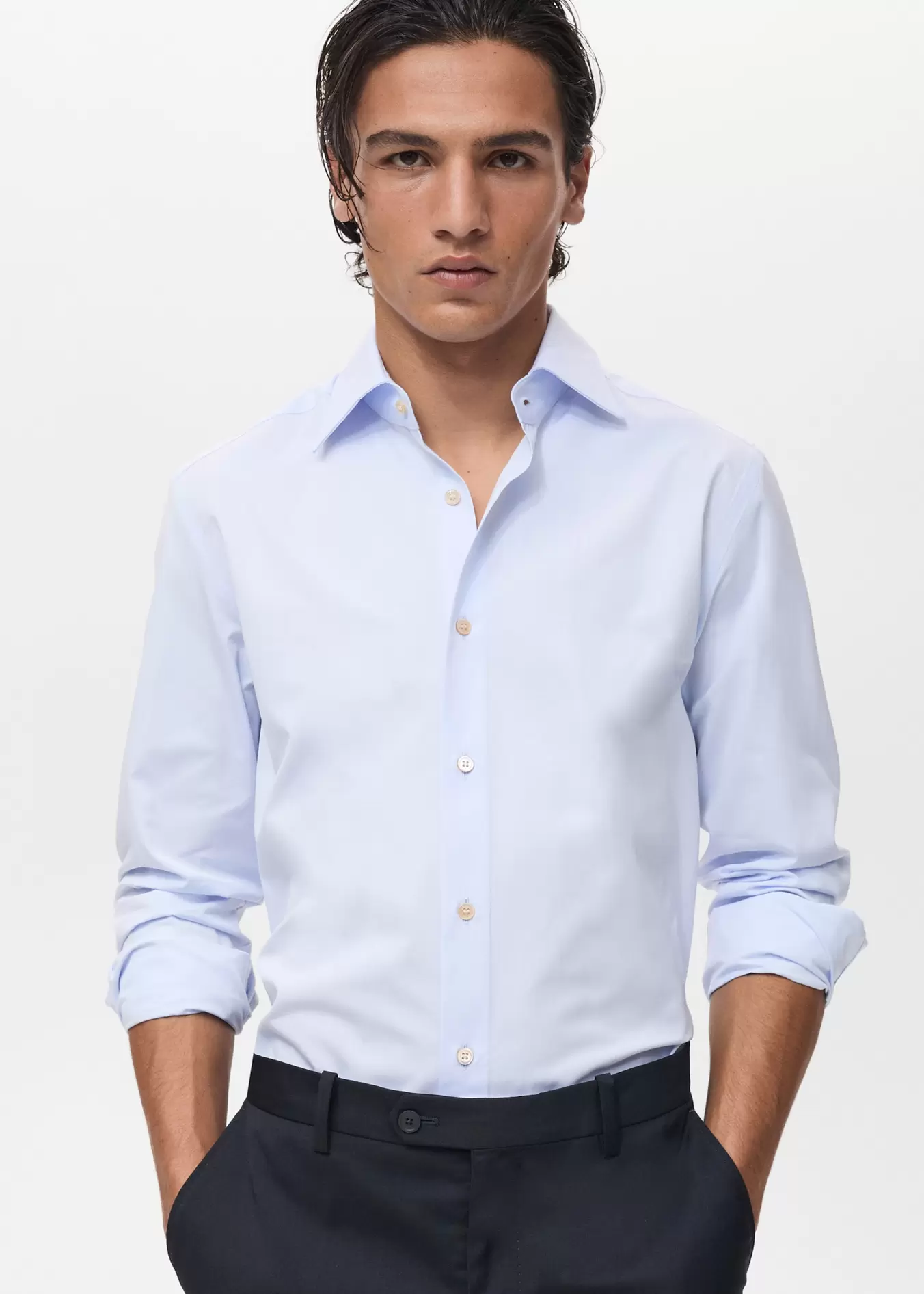 Slim fit overhemd van 100% katoen