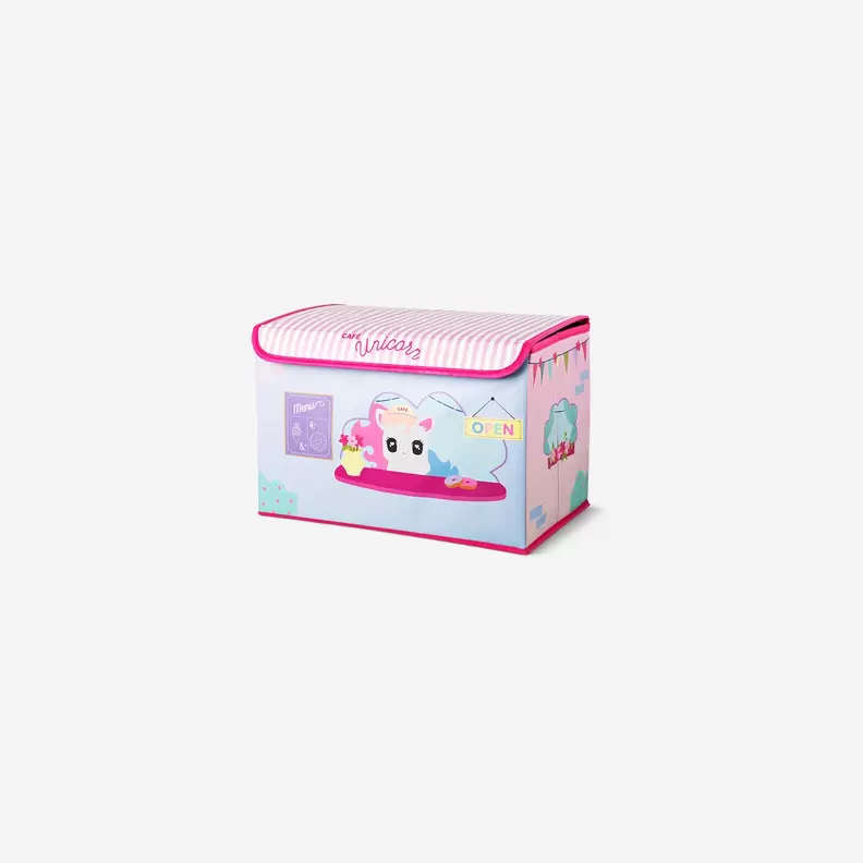 Roze opvouwbare opbergbox in de vorm van een schoolbus - 38 x 25 cm