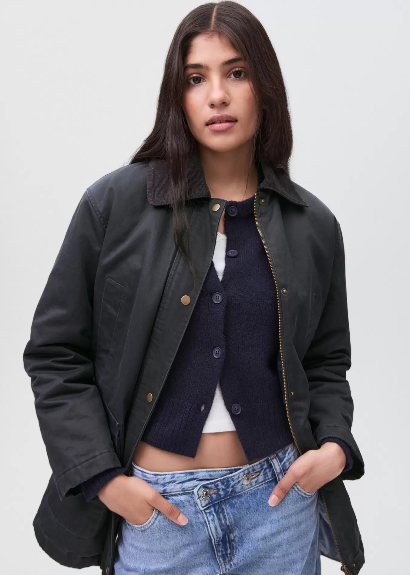 Parka met waxeffect