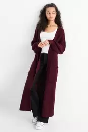Long cardigan - ribbed