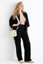 Basic jersey trousers - mid-rise waist - straight fit