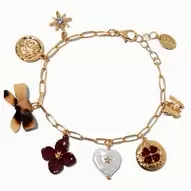 Gold-tone Paperclip Chain Charm Bracelet