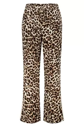 Broek met luipaardprint en contrast streep