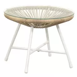 Tuinbijzettafel Grand - metaal/naturelkleurig wicker - 36x&Oslash;60 cm