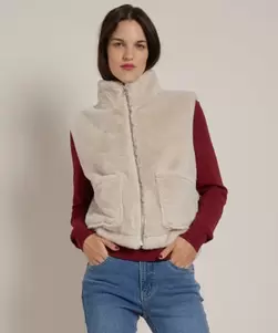 faux fur gilet met rits