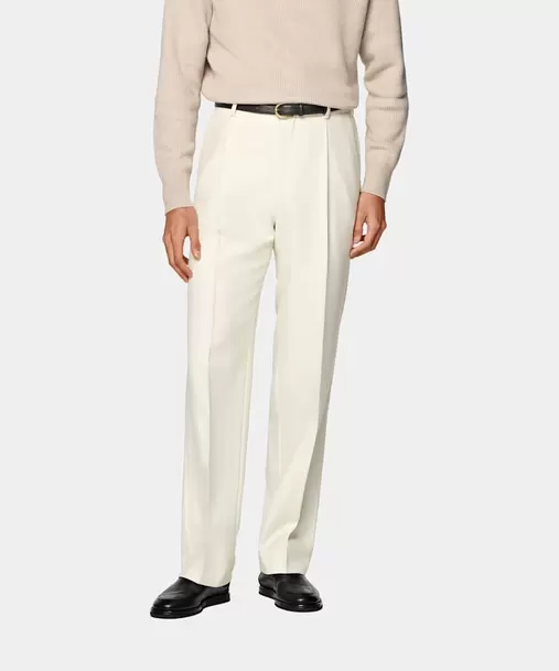 Off-White Wide Leg Straight Trousers