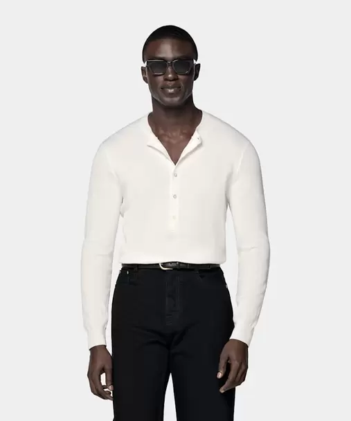 Off-White Ribbed Henley