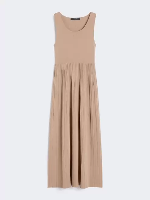 Plissé-pleated viscose crepe dress