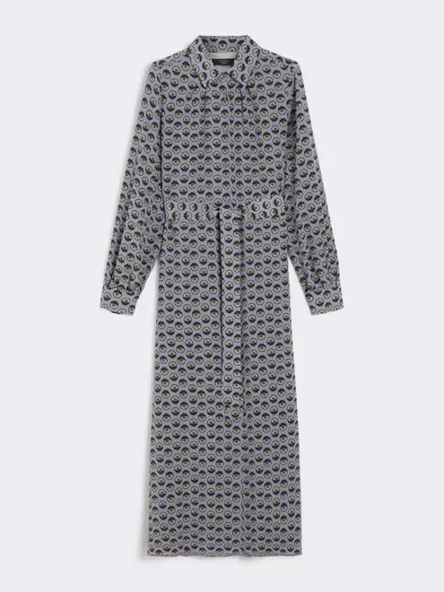 Printed silk shirt dress