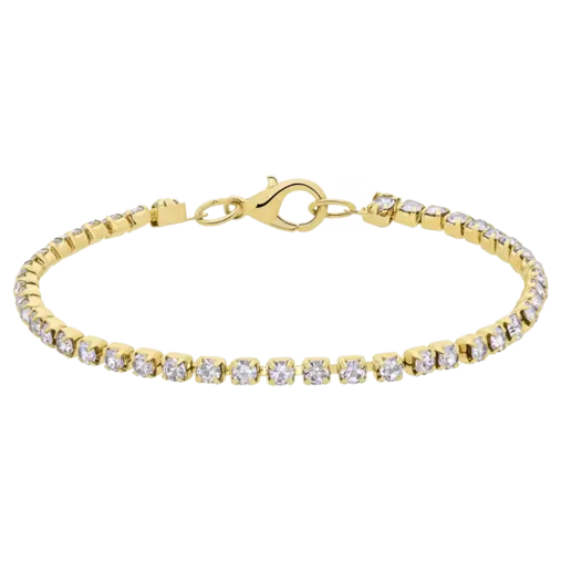 Bijoux goudkleurige tennisarmband met witte stras voor dames