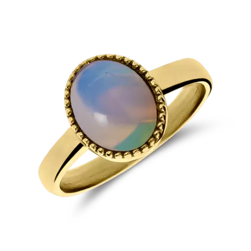 Stalen goldplated ring met opaal