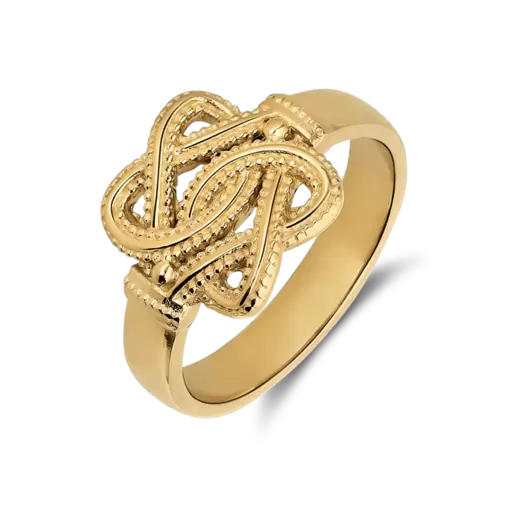 Stalen goldplated ring met surinaamse mattenklopper
