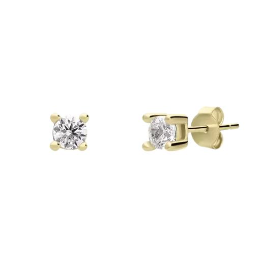 Zilveren goldplated oorknoppen met zirkonia voor dames