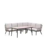 Kalibo hoek lounge dining set 5-delig rechts - desert sand