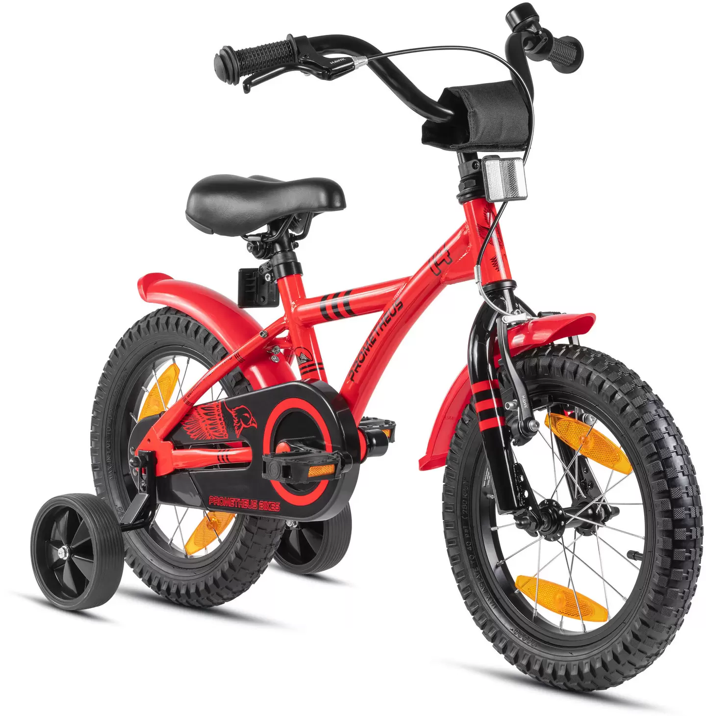 PROMETHEUS BICYCLES Kinderfiets 14 inch vanaf 3 -5 jaar fiets met terugtraprem en zijwieltjes