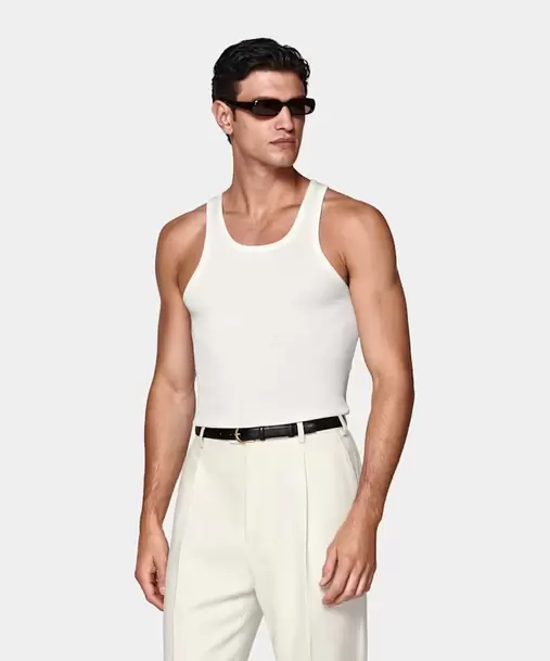 Off-White Ribbed Tank Top