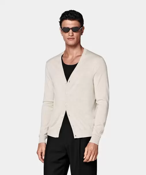 Sand V-Neck Cardigan
