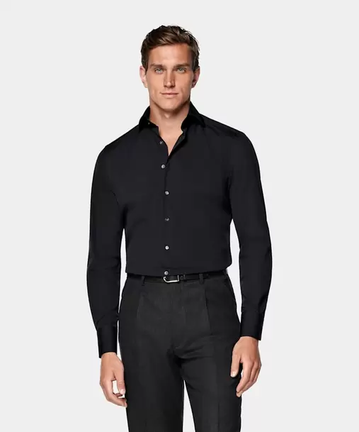 Navy Widespread Collar Shirt