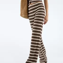 Knit pants with wide leg