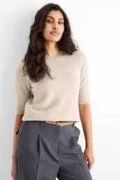 Knitted cashmere jumper - short sleeve