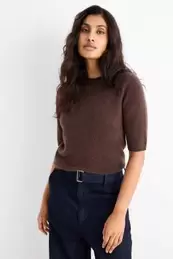 Knitted cashmere jumper - short sleeve