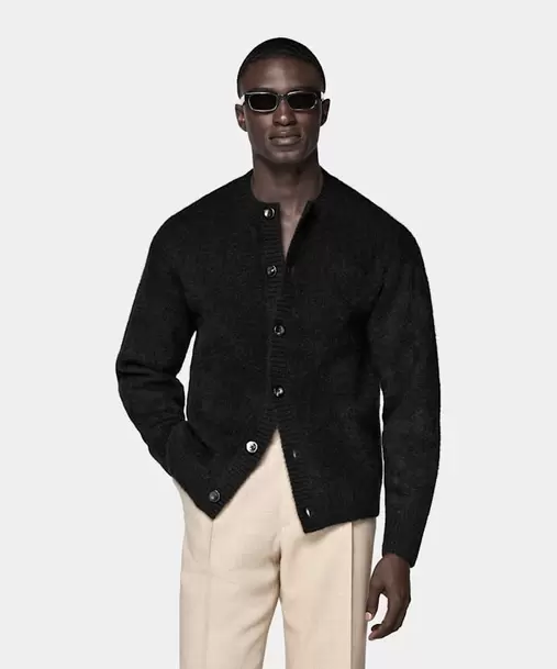 Black Crewneck Cardigan
